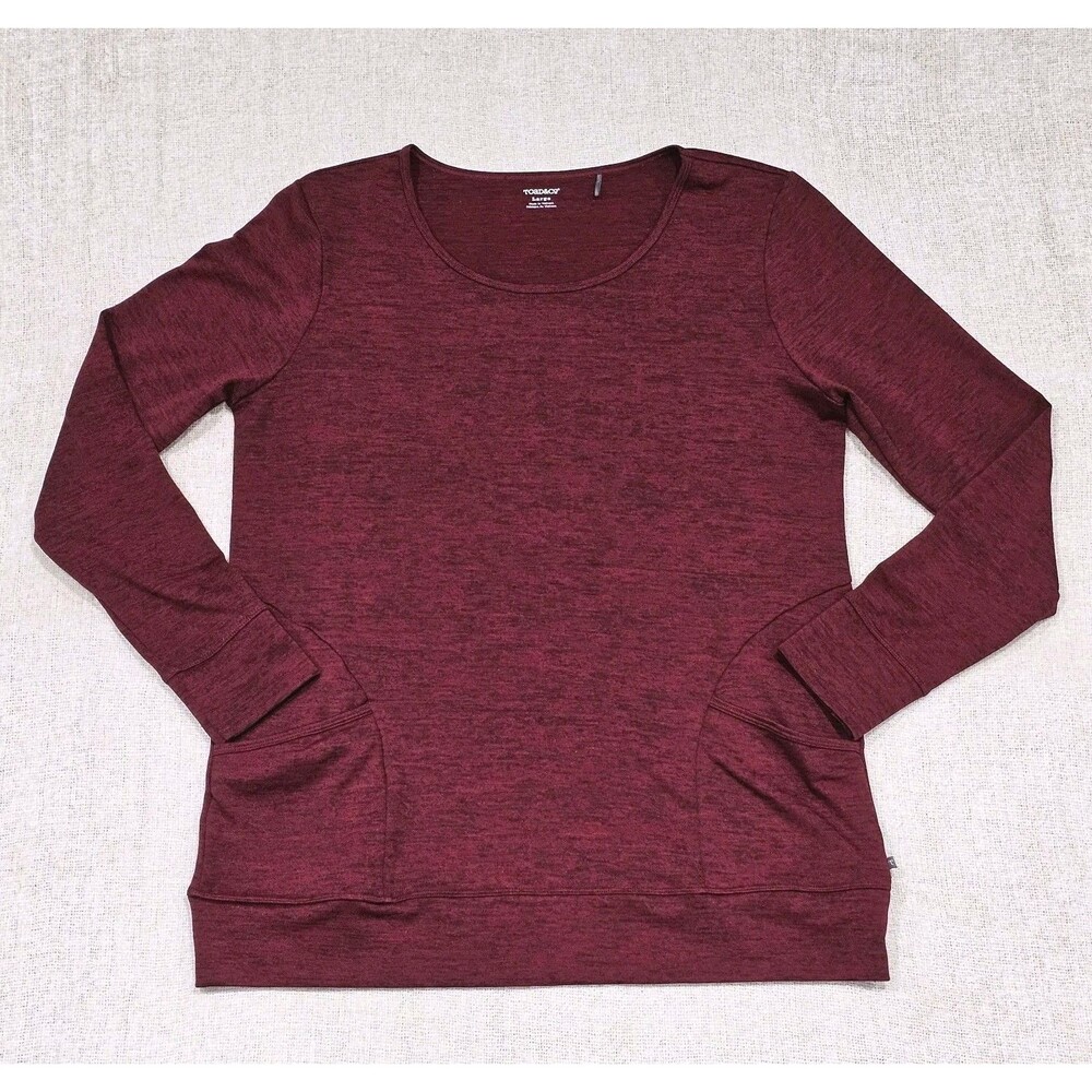 Toad & Co Womens Oversize Large Deep Red Long Sleeve Tunic Sweater W Pockets